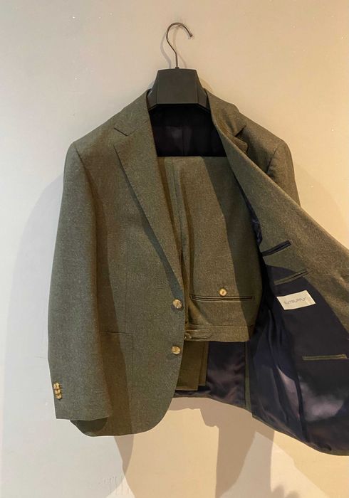 Oliwkowy_Zielony garnitur SuitSupply, 100 % VBC Flanell 120's, size M_M+, 48+