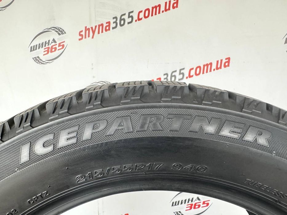 Зимові шини б/у 215/55 R17 Bridgestone Icepartner — арктичні, протектор 7 мм, від 1 шт
