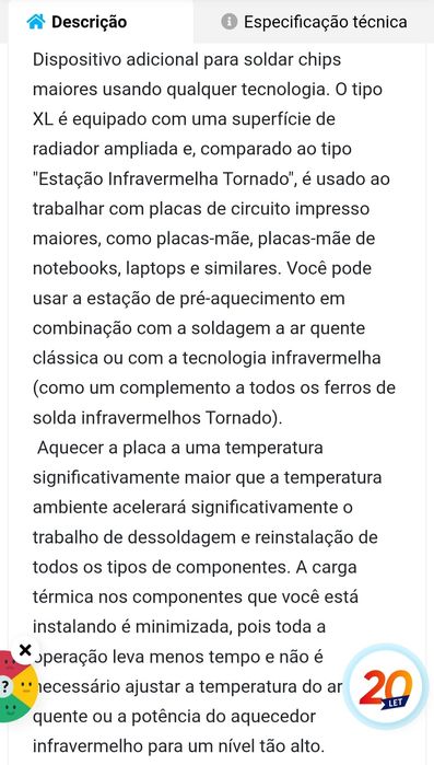 Estação de pré aquecimento tornado XL, até 900°c  graus