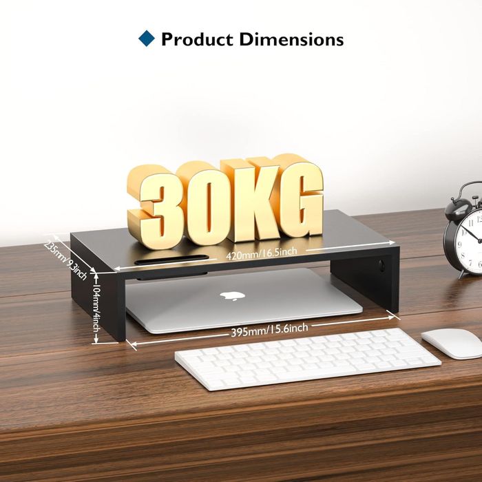 Drewniany stojak na monitor, stojak na monitor z uchwytem na smartfon