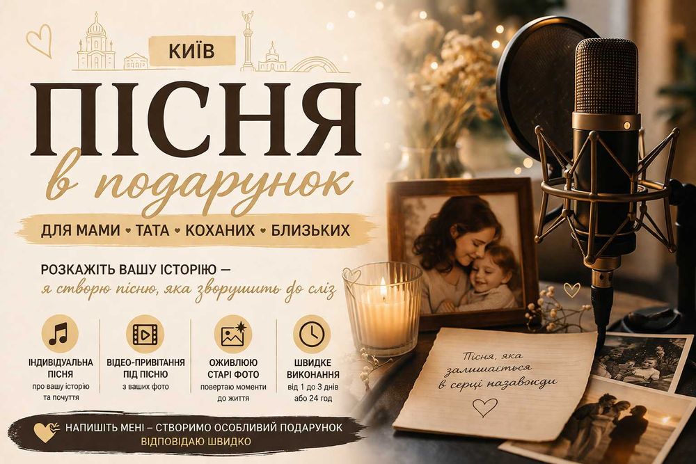Пісня в подарунок на замовлення для мами тата близьких. Персональна пісня на замовлення за вашою історією