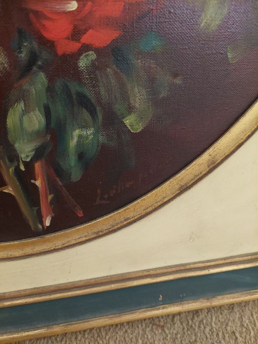 Grande quadro a oleo Lucilia Monteiro com moldura