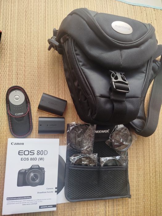 Canon 80d, 18-55mm,  punho original bolsa