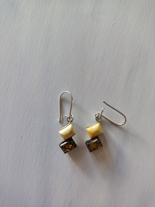 Nowe kolczyki bursztyn bałtycki srebro