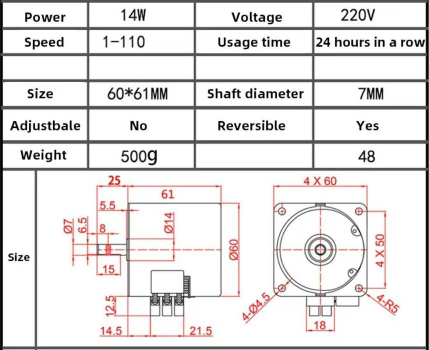 Motor Chocadeira Profissional 220V com adaptador de engrenagem metal