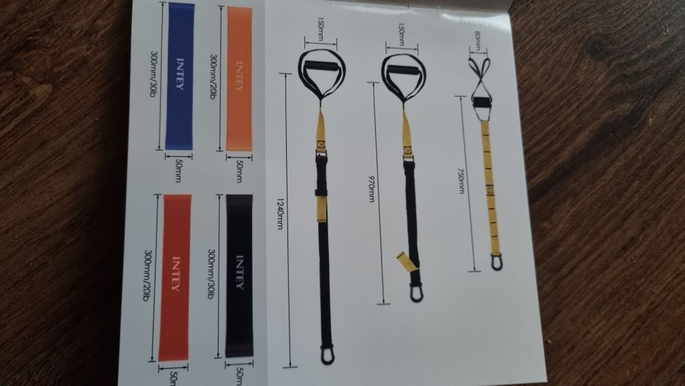 INTEY Zestaw taśm pasów TRX + gum do ćwiczeń