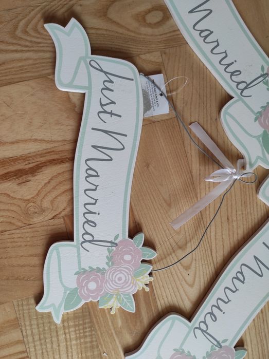 Tabliczka tablica just married nowożeńcy Boho rustykalna dekoracje