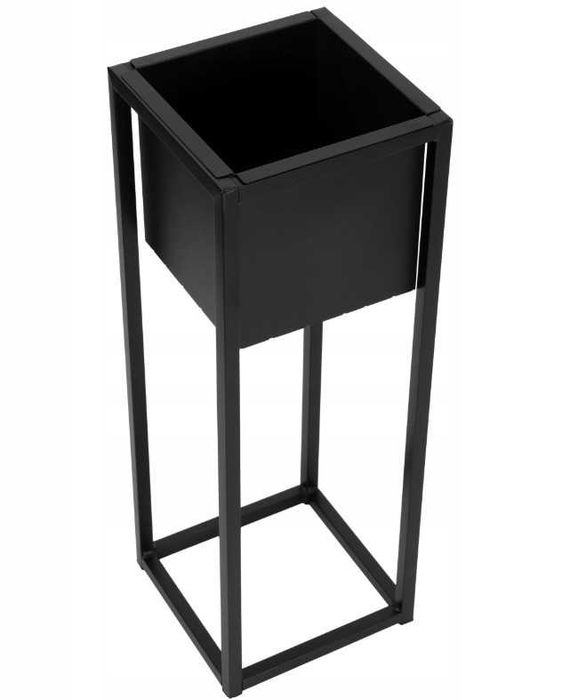 Kwietnik Stojak Metalowy Klasyczny Loft na Kwiaty Wysoki Czarny 60cm