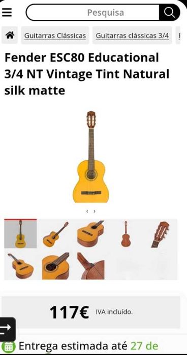 FENDER criança Violão 3/4  clássico64730024903681121