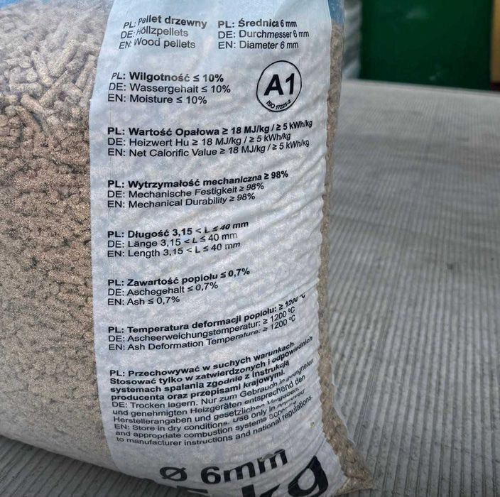 Pellet drzewny | pellet TATRY A1 6mm | Wysoka kaloryczność | Paleta 975 kg