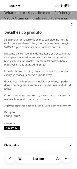 Berço ikea MYLLRA
