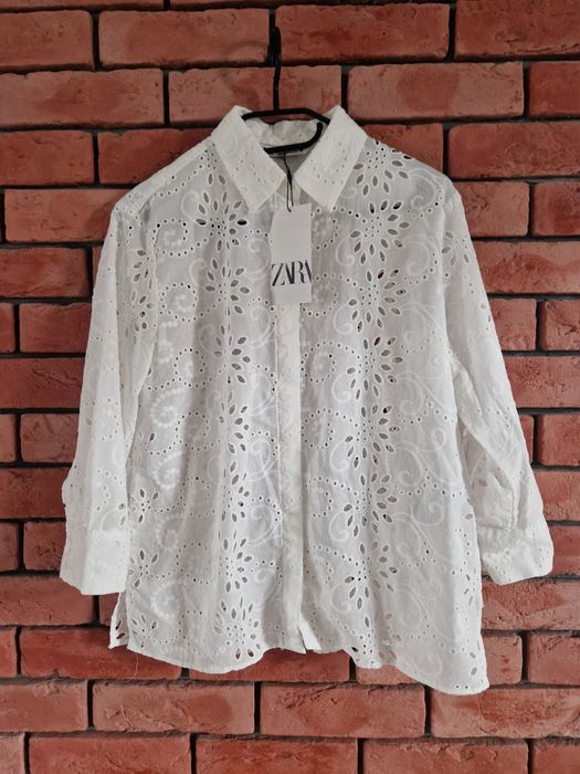 Piękna biała ażurowa koszula Zara r S