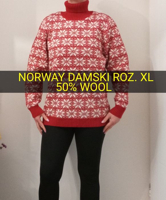 Sweter wełniany NORWAY damski roz. L/XL
