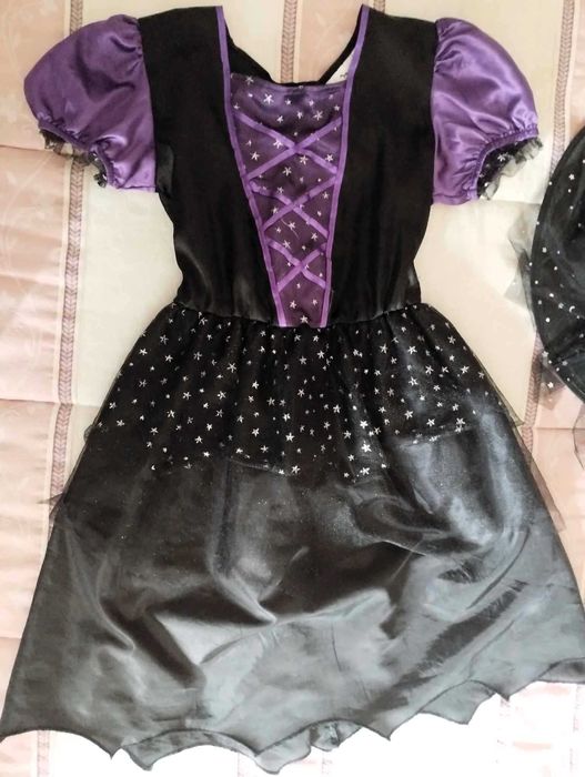Vestido Halloween Bruxinha 7-10 Anos Chapeu