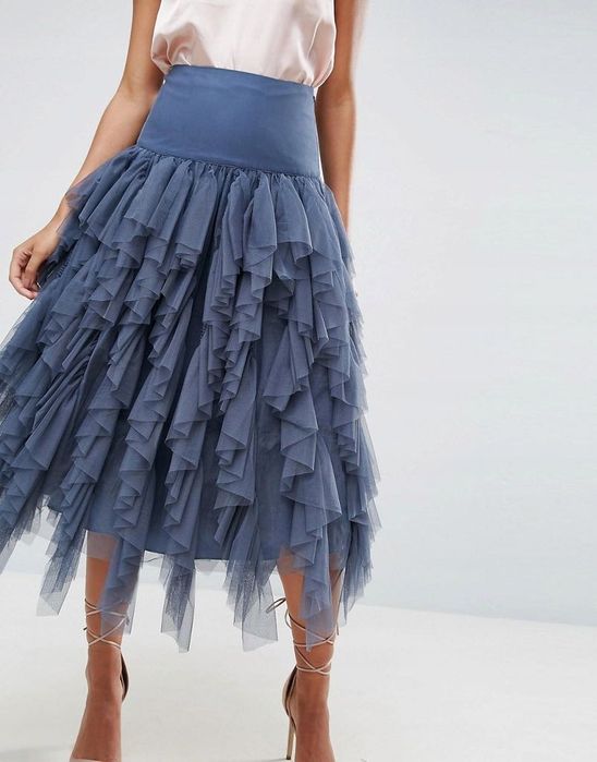 Шикарна вечірня спідниця міді нарядна на випуск весілля  asos