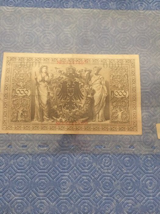 ALEMANHA Reichsba, 2 de 1000 Mark RARAS de 1910 selos Vermelhos em MBC