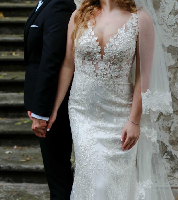 Suknia ślubna syrenka rybka dopasowana Madonna Famosa Millan S/M