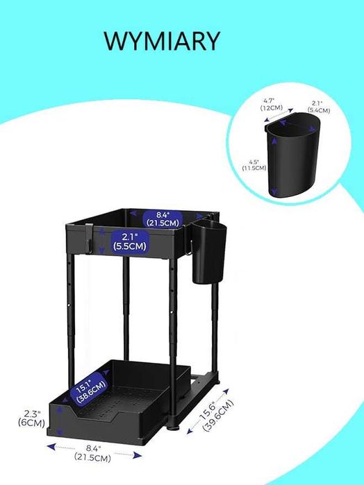 2 x Organizer z Wysuwaną Półką i Regulowaną Wysokością