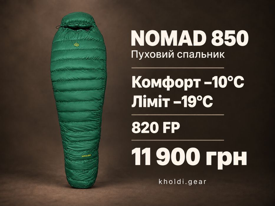 Спальний мішок пуховий зимовий VsimGir Nomad 850 комфорт −10°C