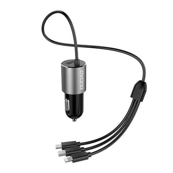 ładowarka samochodowa USB 3,4A kabel Lightning / USB Typ C / micro USB