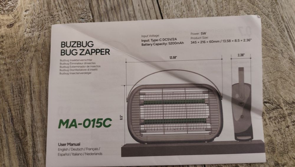 Знищувач комах Buzbug Zapper -MA015C з акумулятором