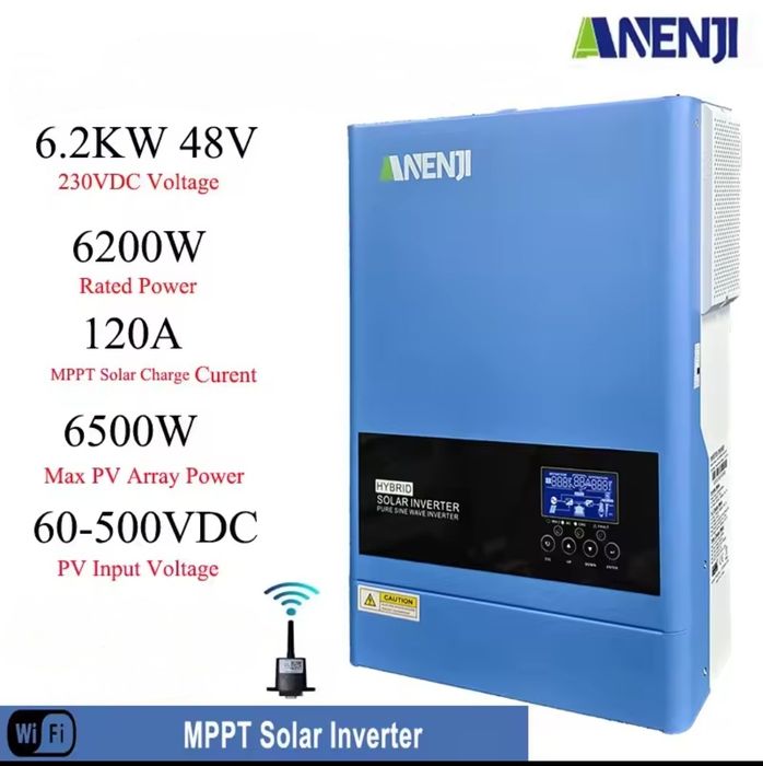 Гібридний інвертор Anenji, Powland, Easun 48в 6,2кВт, 24в 4кВт+ WiFi