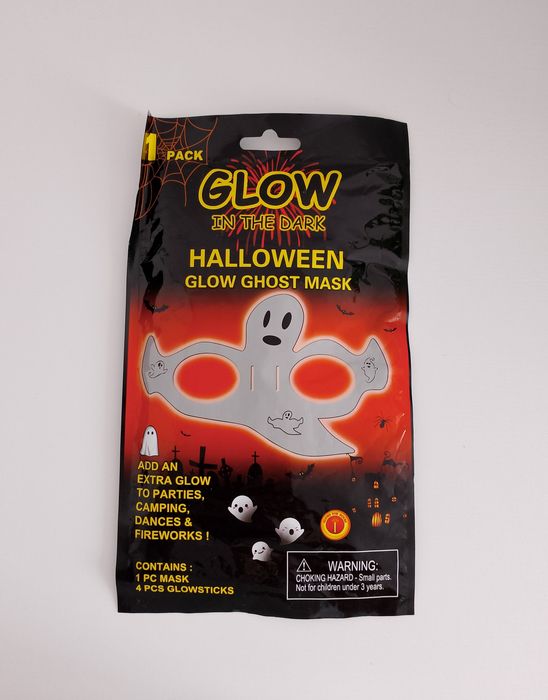 Maska Świecąca w Ciemności DUCH Halloween Świecące Pałeczki