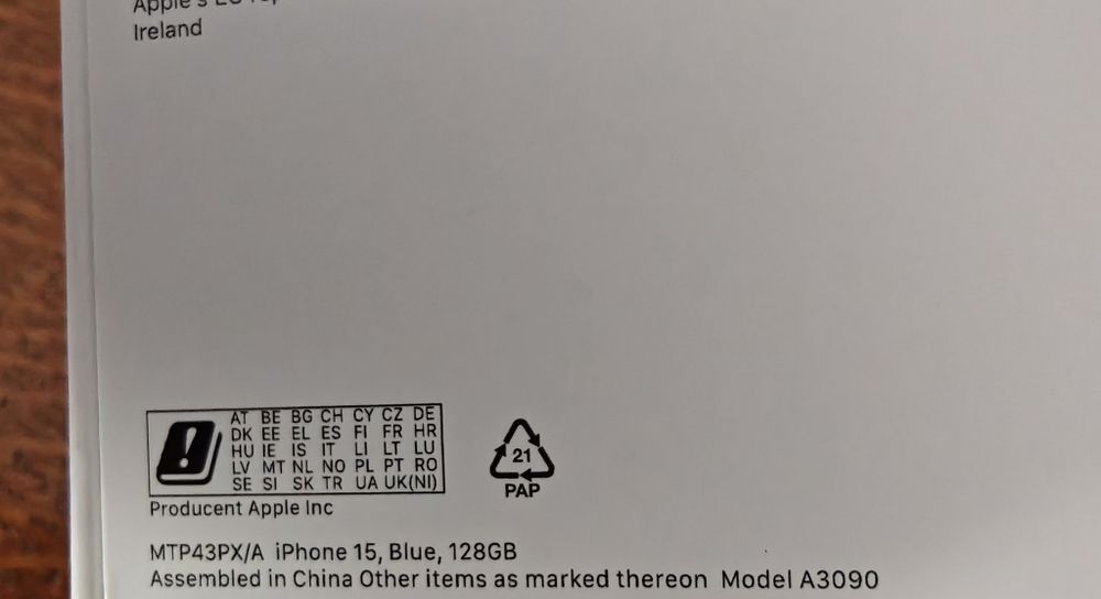 iPhone 15 Blue 128GB