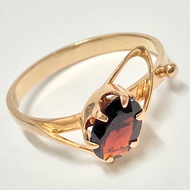 Pierścionek z różowego ZŁOTA 585 14K cudowny GRANAT r.16