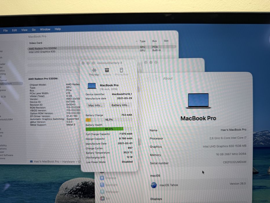 MacBook Pro 16’ 2019 Intel i7 16Gb 512Gb Radeon 4Gb