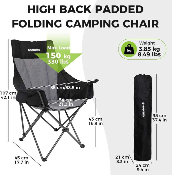 Składane krzesło kempingowe z oparciem FUNDANGO