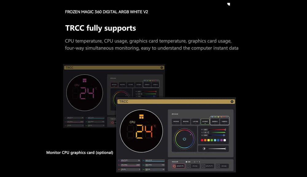 Водяне охолодження Thermalright Frozen Magic 360 Digital ARGB Black V2