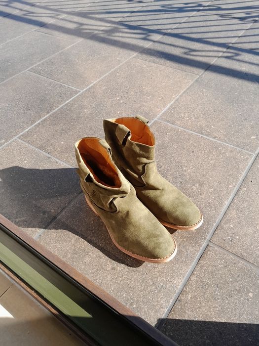 Zielone zamszowe  botki