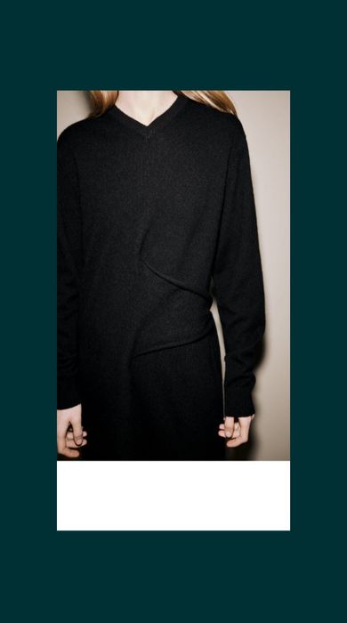 Zara kaszmir  długa sukienka dzianinowa  l  Czarna  limitowana edycja