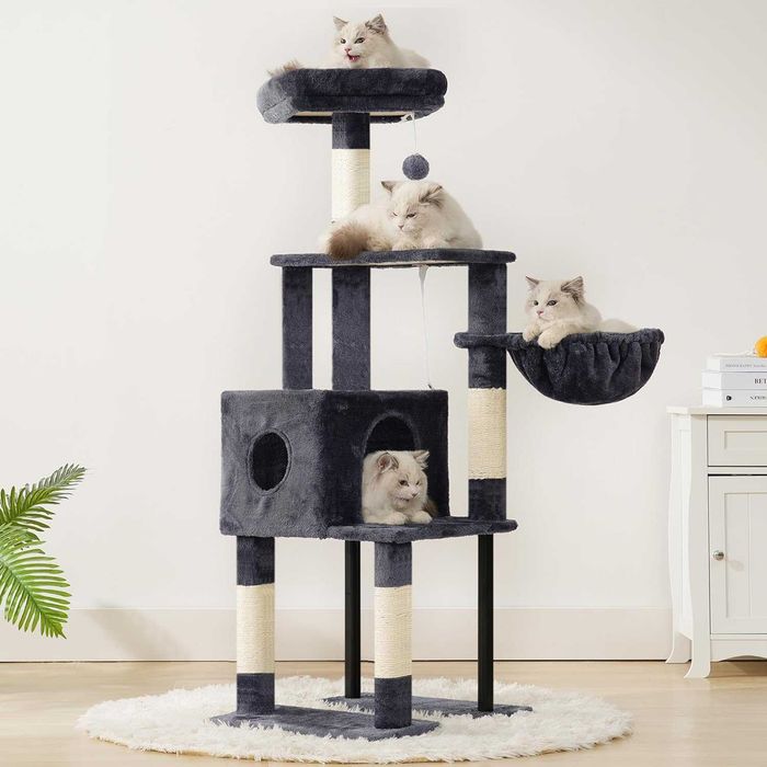 Drapak dla kota wysoki 125cm Domek Hamak Legowisko Szary NOWY