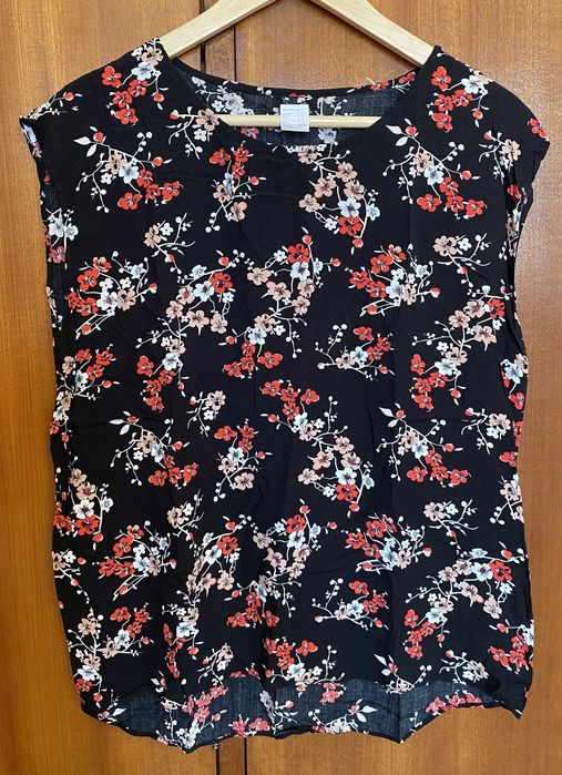 Blusa de manga cava com estampado floral da La Redoute