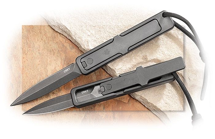 CRKT Gravitic Flip Manual OTF Knife Stonewash High Carbon D/E Black GRN (CR6013), фронтальний гравітаційний ніж,