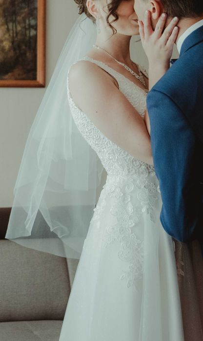 Tiulowy welon śmietankowy (ivory) dwuwarstwowy - krótki