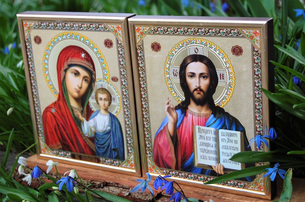 Ikona Matka Boża Kazańska, Jezus Chrystus Pantokrator, ikony rosyjskie