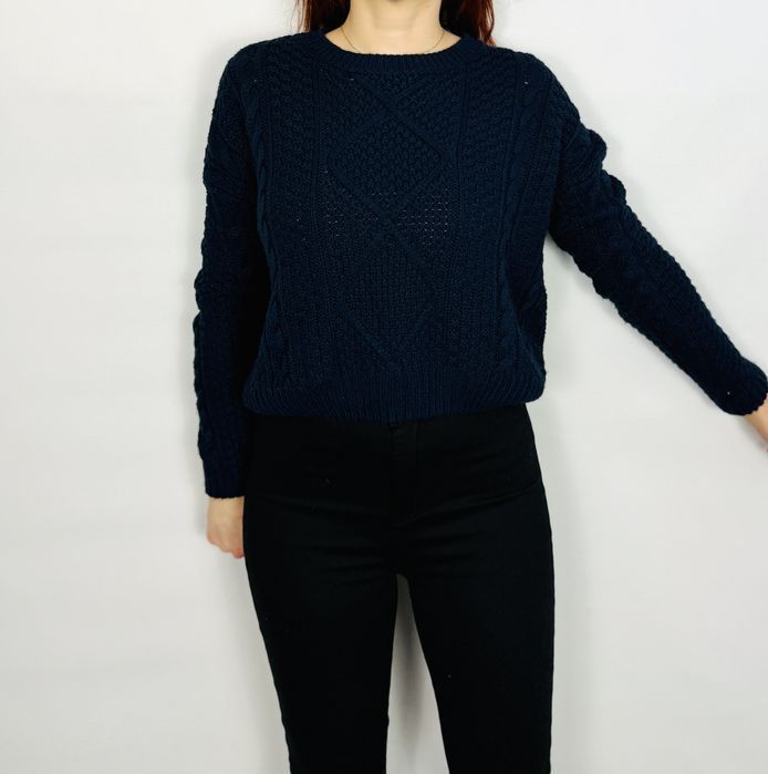 Granatowy sweter o grubym splocie XS/S 34/36 Atmosphere