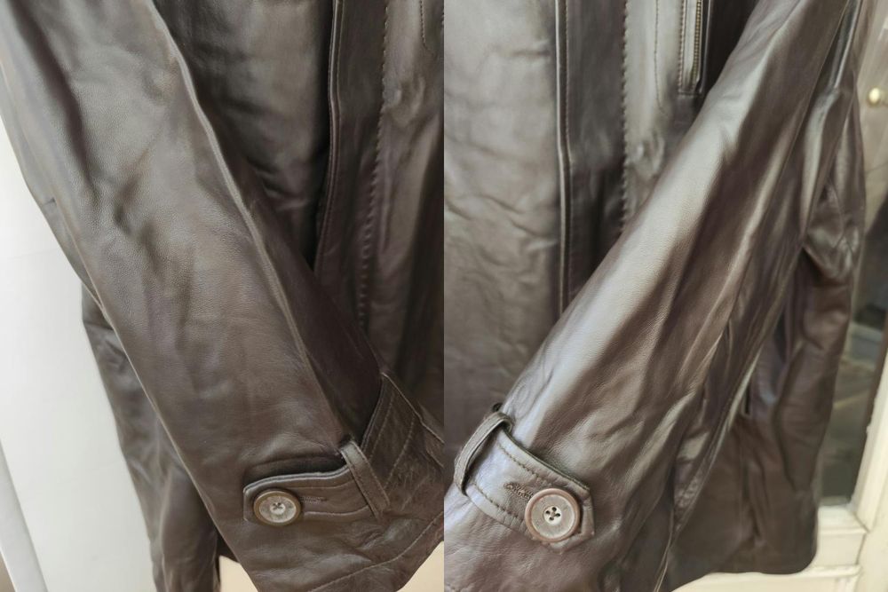 Мужская темно-коричневая кожаная куртка размер 52-56