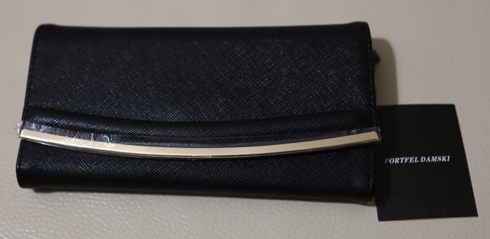 Portfel damski czarny 19,5x9,5cm