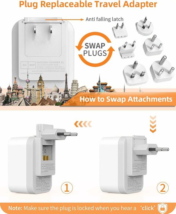 Międzynarodowy adapter podróżny USB-C PD 20W