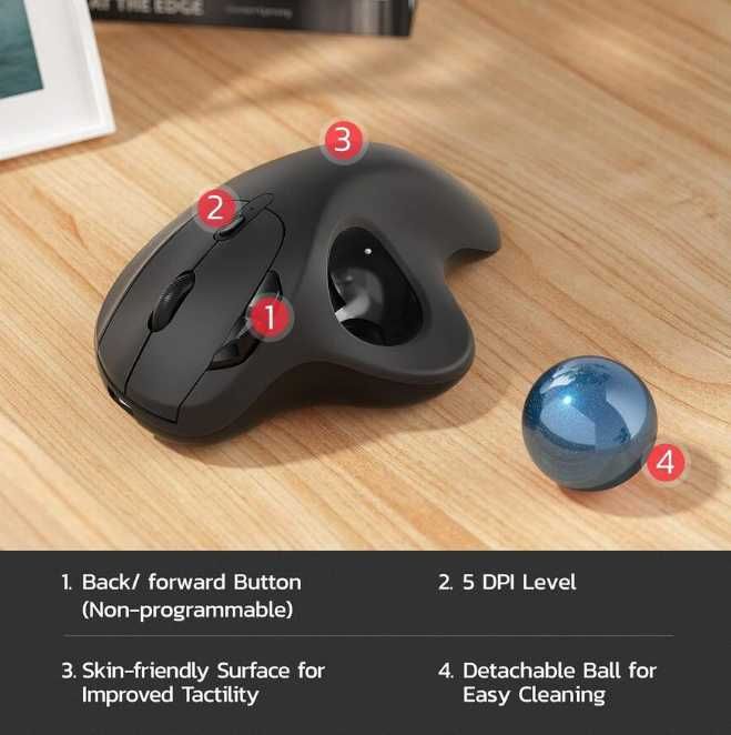 Мышь беспроводная с трекболом Nulea M501 Black Blue.