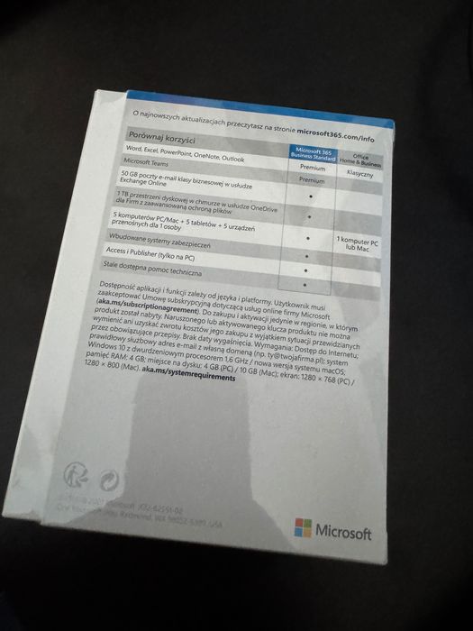 Microsoft 365 Business Standard -  licencja 1 rok - nowa