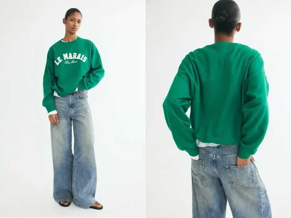 Bluza oversize XS nowa kolekcja zielony Le Marais bawełna PROMOCJA