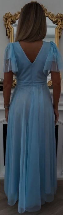 Zjawiskowa błękitna sukienka rozm. 44 idealna dla mamy panny młodej