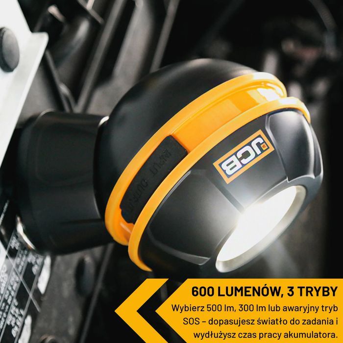 JCB Lampa Robocza LED Globe 600 lm Akumulatorowa Magnetyczna IP44