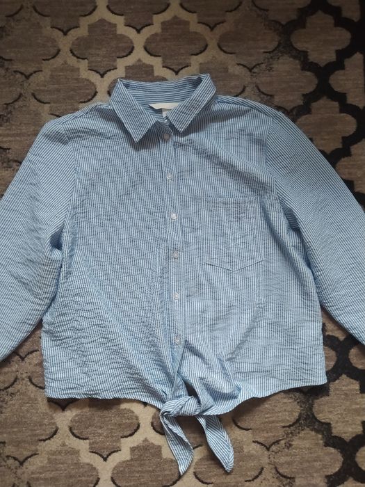 Koszula z długim rękawem w paski wiązana u dołu H&M nowa