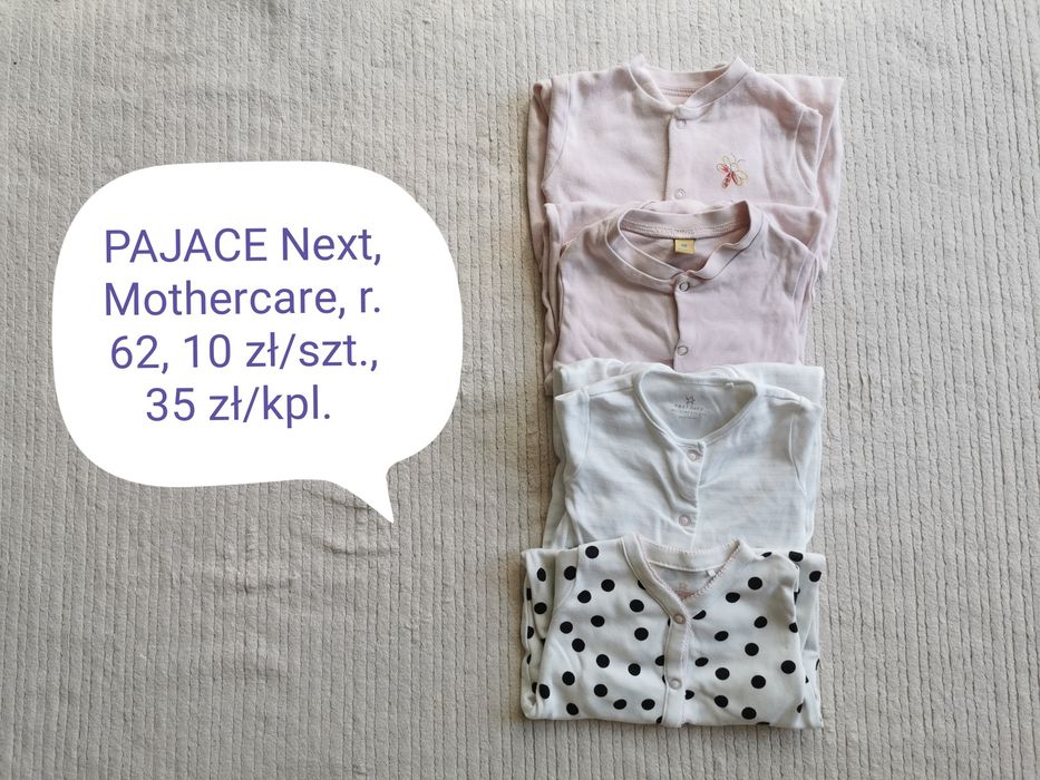 Ubranka pajace, body, spodenki, bluzki r. 62 Next, H&M, Cubus, Esprit